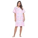 Casual Nights Women's Snap - Front House Dress Short Sleeve Woven Housecoat Duster Lounger Robe with Pockets