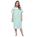 Casual Nights Women's Snap - Front House Dress Short Sleeve Woven Housecoat Duster Lounger Robe with Pockets