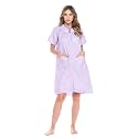 Casual Nights Women's Snap - Front House Dress Short Sleeve Woven Housecoat Duster Lounger Robe with Pockets