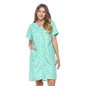 Casual Nights Women's Snap - Front House Dress Short Sleeve Woven Housecoat Duster Lounger Robe with Pockets