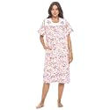 Casual Nights Women's Snap - Front House Dress Short Sleeve Woven Housecoat Duster Lounger Robe with Pockets