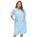 Casual Nights Women's Snap - Front House Dress Short Sleeve Woven Housecoat Duster Lounger Robe with Pockets