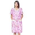 Casual Nights Women's Snap - Front House Dress Short Sleeve Woven Housecoat Duster Lounger Robe with Pockets