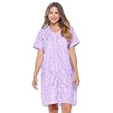 Casual Nights Women's Snap - Front House Dress Short Sleeve Woven Housecoat Duster Lounger Robe with Pockets