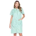 Casual Nights Women's Snap - Front House Dress Short Sleeve Woven Housecoat Duster Lounger Robe with Pockets