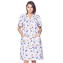 Casual Nights Women's Snap - Front House Dress Short Sleeve Woven Housecoat Duster Lounger Robe with Pockets