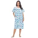 Casual Nights Women's Snap - Front House Dress Short Sleeve Woven Housecoat Duster Lounger Robe with Pockets