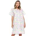 Casual Nights Women's Snap - Front House Dress Short Sleeve Woven Housecoat Duster Lounger Robe with Pockets