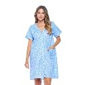Casual Nights Women's Snap - Front House Dress Short Sleeve Woven Housecoat Duster Lounger Robe with Pockets