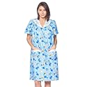 Casual Nights Women's Snap - Front House Dress Short Sleeve Woven Housecoat Duster Lounger Robe with Pockets