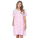 Casual Nights Women's Snap - Front House Dress Short Sleeve Woven Housecoat Duster Lounger Robe with Pockets