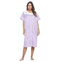 Casual Nights Women's Snap - Front House Dress Short Sleeve Woven Housecoat Duster Lounger Robe with Pockets