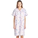 Casual Nights Women's Snap - Front House Dress Short Sleeve Woven Housecoat Duster Lounger Robe with Pockets