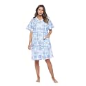 Casual Nights Women's Snap - Front House Dress Short Sleeve Woven Housecoat Duster Lounger Robe with Pockets