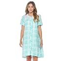 Casual Nights Women's Snap - Front House Dress Short Sleeve Woven Housecoat Duster Lounger Robe with Pockets