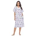 Casual Nights Women's Snap - Front House Dress Short Sleeve Woven Housecoat Duster Lounger Robe with Pockets