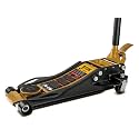 CAT 3 Ton Low Profile Service Jack, Dual-Piston Quick Lift, 3" to 19.5" Lift Range, Heavy-Duty Steel Construction, Foot Pump and Parts Tray – 240109