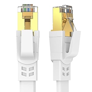 cat8 ethernet 20ft cable 40gbps 2000mhz flat sftp gold plated rj45