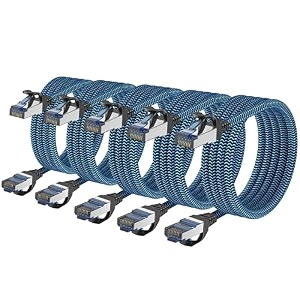 cat 8 ethernet patch cable 3 ft 5-pack nylonbraided rj45 cable