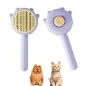 ???????????? ???????????????? ????????????????????, Cat Brush with Release Button, Pet Hair Cleaner Brush Cat Grooming Brush, Pet Comb Cat Brushes for Indoor Cats, Self Cleaning Cat Brush for Deshedding (Purple)