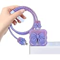 for 18-20W Silicone Bow Charger Case Cover with 360-degree Full Protection New Edition Stylish Charger Cover Charger for iPhone for 18-20W USB-C Power Adapter (Purple)