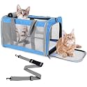 Cat Carrier, Pet Carrier Airline Approved, Kitten Carrier for Small Dogs Cats Under 16 Lbs, Collapsible Soft Sided Puppy Carrier with Adequate Ventilation,4 Mesh Windows,3 Entrances (Blue)