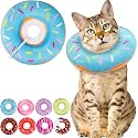Cat Cone Collar Soft, Cute Cat Donut Collar After Surgery, Adjustable Kitten Recovery Cones to Stop Licking, Lightweight Neck Elizabethan Collars for Cats Kittens (Blue, Medium)