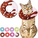 Cat Cone Collar Soft, Cute Cat Donut Collar After Surgery, Adjustable Kitten Recovery Cones to Stop Licking, Lightweight Neck Elizabethan Collars for Cats Kittens (Chocolate, Medium)