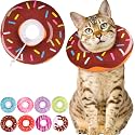 Cat Cone Collar Soft, Cute Cat Donut Collar After Surgery, Adjustable Kitten Recovery Cones to Stop Licking, Lightweight Neck Elizabethan Collars for Cats Kittens (Brown, Medium)