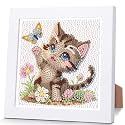 Cat Diamond Art Painting Kits for Kids with Frame Ages 4-8-12 (7x7 inch)
