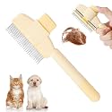 Cat Flea Comb, Pet Hair Removal Brush with Release Button Cat Comb for Short & Long Hair Gentle Deshedding for Cats and Dogs Grooming Supplies (Yellow)