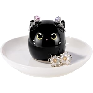 cat gifts for women black cat ring holder dish for jewelry rings earrings necklace watch keys birthday christmas engagement wedding gift for cat lovers cat gifts for women cat mum gifts