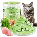 Cat Grass Teething Sticks, 3.52oz Edible Natural Dried Cat Grass Treats with Chicken, Cats Snack for Hairball Removal and Dental Care