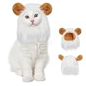Cat Halloween Costumes - Lion Mane Wigs for Cat Costumes, Adjustable Comfortable Funny Pet Kitten Cats Dress Up Clothing Accessories for Halloween Christmas Festival Party, White