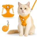 Cat Harness with Leash - Adjustable Floral Vest Belt for Persian Cats &amp; Small Pets - Soft Padded Escape Proof Cat Neck Belt for Outdoor Walks (Orange, Medium (A:39-66cm, B:32-60cm))