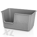 Cat Litter Box with High Sided,24.8" Lx14.9 Wx13.0 H,Extra Large Cat Litter Box for Big Cats,XL Jumbo Kitty Litter Box for Indoor Cats,Tool-Free Assembly (Grey)