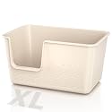 Cat Litter Box with High Sided,24.8" Lx14.9 Wx13.0 H,Extra Large Cat Litter Box for Big Cats,XL Jumbo Kitty Litter Box for Indoor Cats,Tool-Free Assembly (Beige)