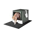 Cat Litter Box with X-Large Litter Mat and Scoop(Upgrade Olive Green)