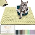 Cat Litter Mat 35"x24",Double Layer EVA Litterbox Mat Cream