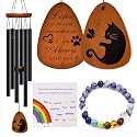 Cat Memorial Wind Chimes &amp; Bracelet, Sympathy Gifts for Cat Lovers, 28 inches