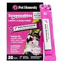 Cat Multivitamin Lickable Treats - Squeezable Vitamin Puree Pouches for Cats - Daily Cat Vitamins with Postbiotics + Omega 3 Fish Oil for Gut + Immune Support, Skin Coat, Joint Health (Salmon, 20 Ct)