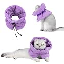 Cat Recovery Collar, Soft Adjustable Cone for Cats and Kittens, Lightweight Waterproof Elizabethan Collar for After-Surgery Care, Prevent Licking and Scratching, Neck Protector for Pets（Purple,M）