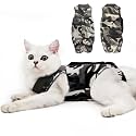 Cat Recovery Suit for Male and Female Surgical Post Surgery Soft Cone Onesie Shirt Clothes Neuter Licking Protective Diapers Outfit Cover Kitten Spay Collar(L, Camouflage)