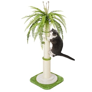 4234 tall palm tree cat scratching post - heavy duty coconut cat scratcher for large cats cute green sisal rope vertical scratching pole with dangling ball stable amp decorative furniture 106cm