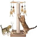 Cat Scratching Post, Sisal Scratcher with Enrichment Toys for Indoor Cats