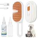 Cat Steam Brush for Shedding，4-in-1（ Anti-Static, Massage, Cleaning, Shedding & Combing ） Spray Hair Removal Comb with Waterless Shampoo–Self-Cleaning Pet Grooming Tool for Shedding