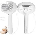 Cat Steam Brush for Shedding, Pet Steam Brush for Dog with Release Button,Anti-Static Pet Spray Hair Removal Comb,Cat Spray Comb for Long & Short Haired Pets,White