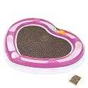 Cat Stratcher By PetVogue with Free Catnip Heart Shape Cat Scratcher Pad Recyclable Corrugated Cardboard with Bell Ball Tunnel Toy | Free Catnip Included (Color May Vary)