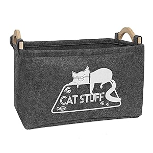 vumdua cat toy box grey felt cat toy storage basket with handles perfect for organizing pet supplies