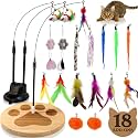 Cat Toys for Indoor Cats, Interactive Cat Toy Wand, Kitten Stuff, 18 Lures